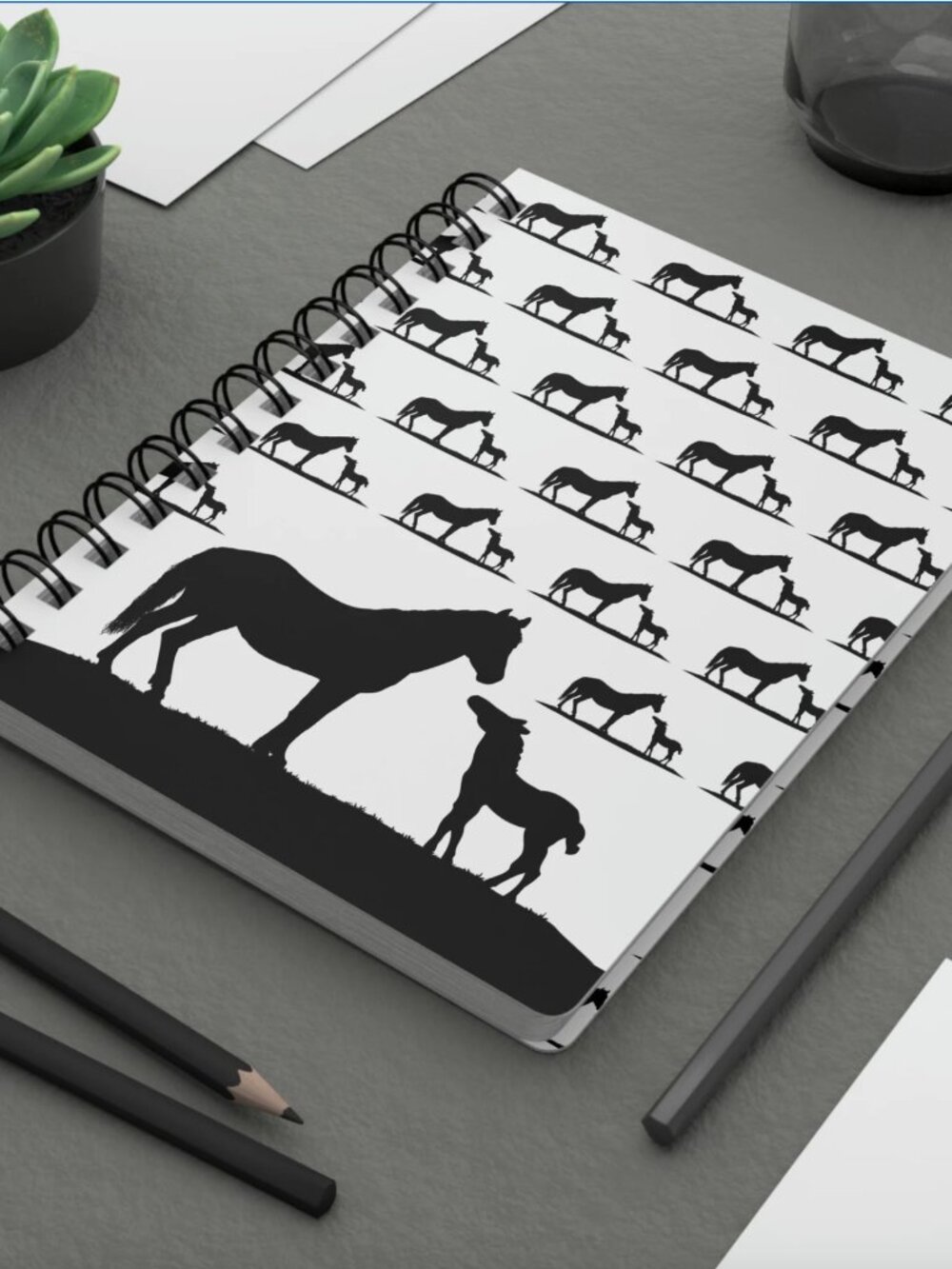 Mare and Foal 3 Horse Spiral Bound Journal